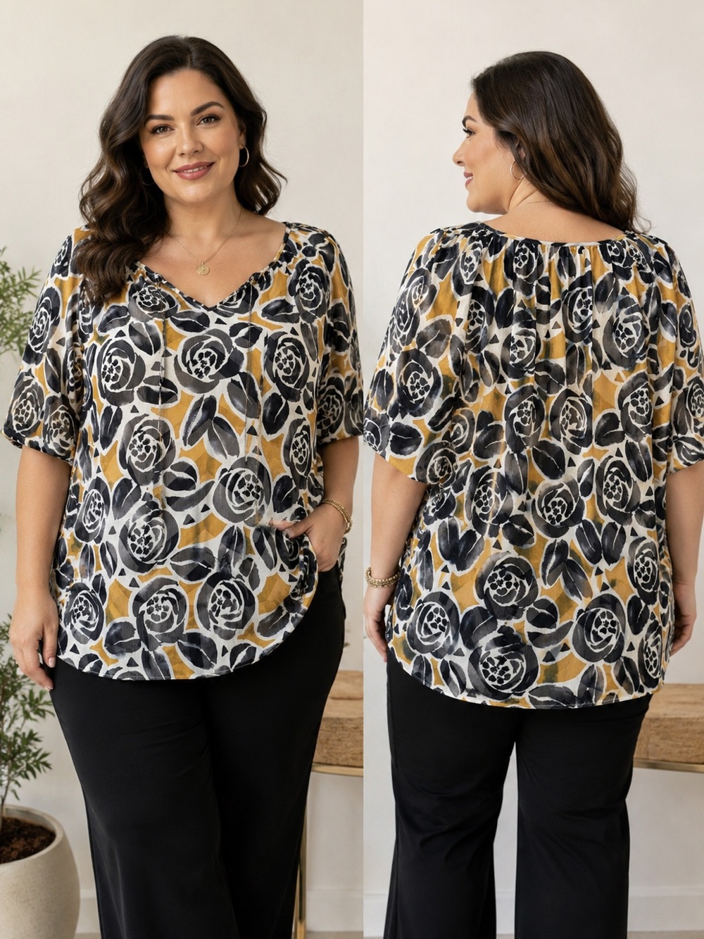 Lucky Brand women's 1X 100% silk blouse (NWT) Plus Size Top
